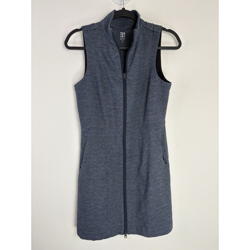 Title Nine Zip Passport Dress (Sz S) Blue Sleeveless Long Line Vest Travel Work